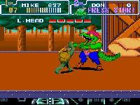 une photo d'Ã©cran de Teenage Mutant Ninja Turtles IV - Turtles In Time sur Nintendo Super Nes